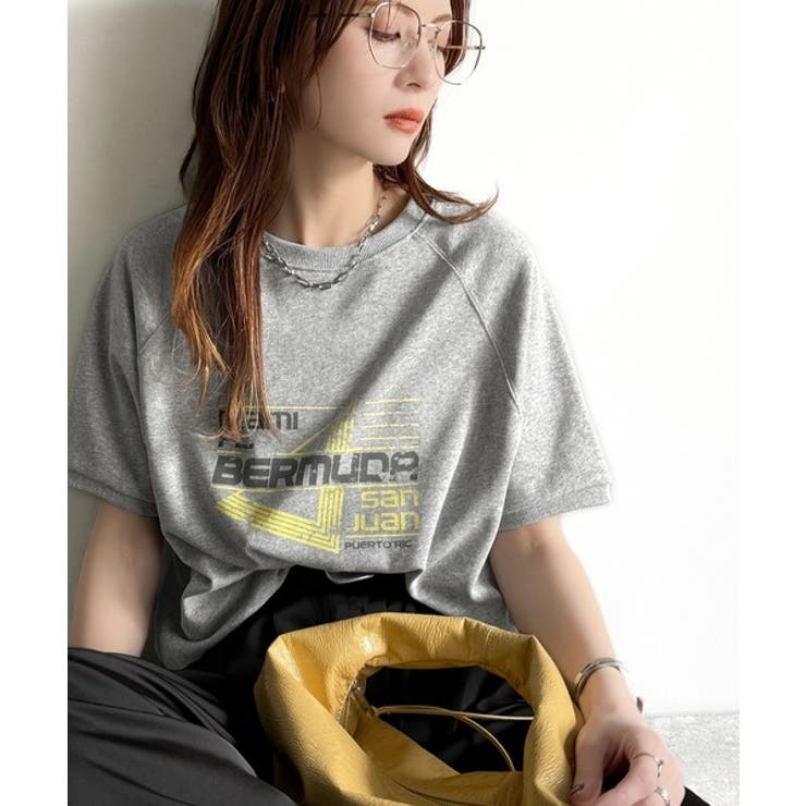 杢グレー | こなれカジュアルの新定番。前後2wayヴィンテージ風グラフィックプリント裏毛スウ… | Classical Elf 