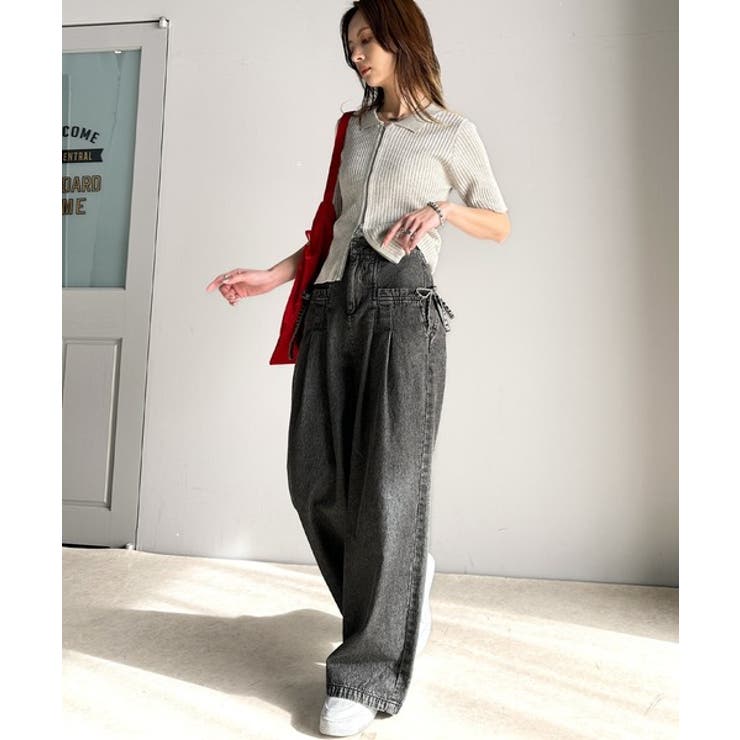 環境に優しいサステナブル素材。綿100%デニム素材サイドリボンタックワイドパンツ… | Classical Elf  | 詳細画像7