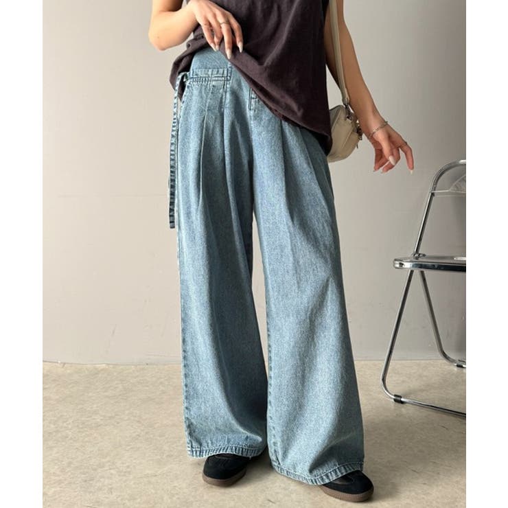 環境に優しいサステナブル素材。綿100%デニム素材サイドリボンタックワイドパンツ… | Classical Elf  | 詳細画像10