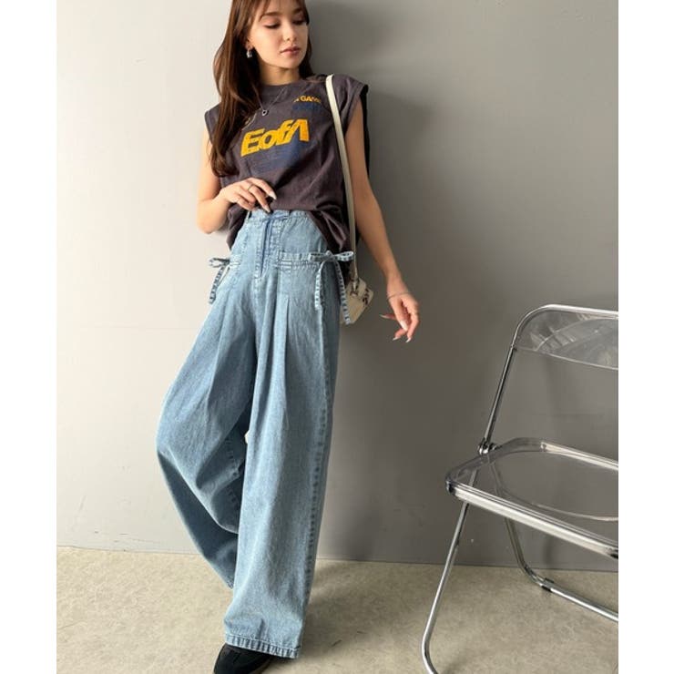 環境に優しいサステナブル素材。綿100%デニム素材サイドリボンタックワイドパンツ… | Classical Elf  | 詳細画像12