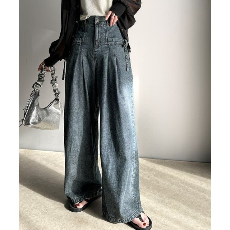 環境に優しいサステナブル素材。綿100%デニム素材サイドリボンタックワイドパンツ… | Classical Elf  | 詳細画像14