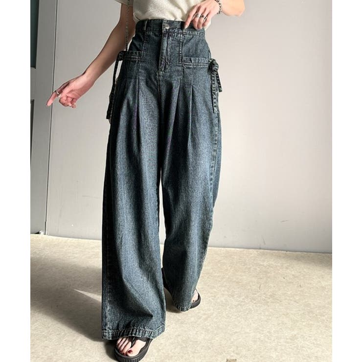 環境に優しいサステナブル素材。綿100%デニム素材サイドリボンタックワイドパンツ… | Classical Elf  | 詳細画像19