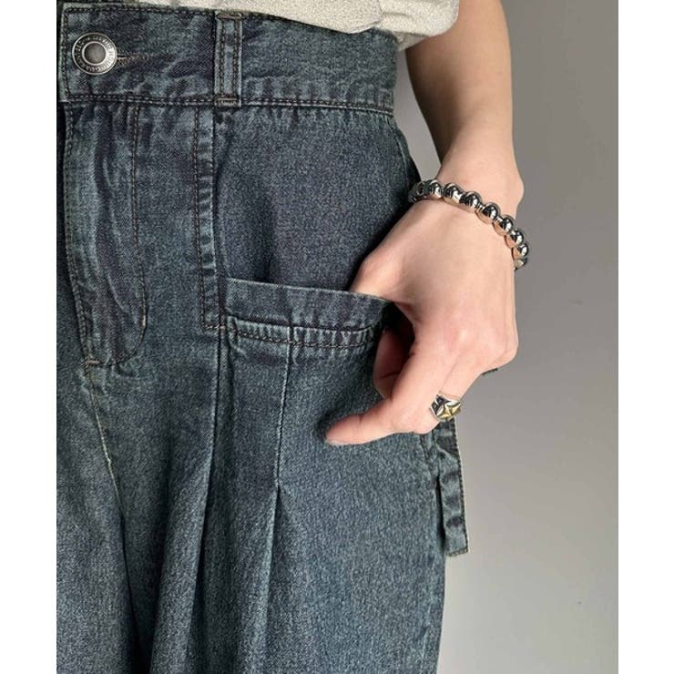 環境に優しいサステナブル素材。綿100%デニム素材サイドリボンタックワイドパンツ… | Classical Elf  | 詳細画像21