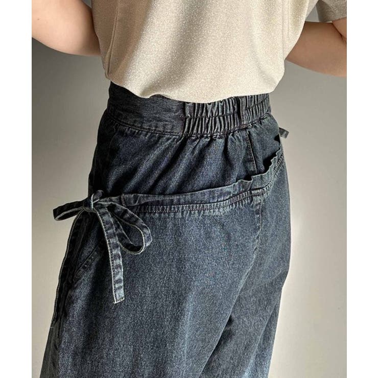 環境に優しいサステナブル素材。綿100％デニム素材サイドリボンタックワイドパンツ | Classical Elf  | 詳細画像28 