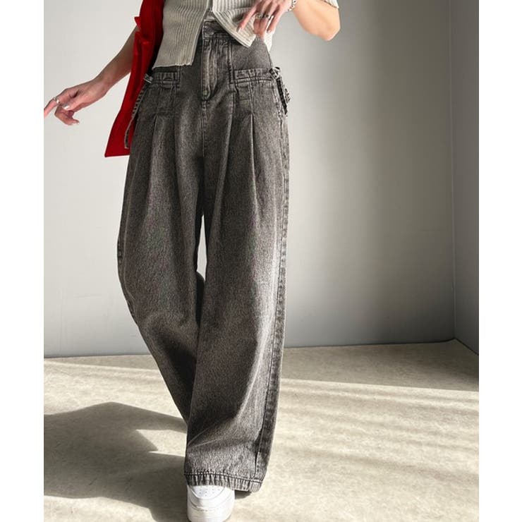 環境に優しいサステナブル素材。綿100%デニム素材サイドリボンタックワイドパンツ… | Classical Elf  | 詳細画像6