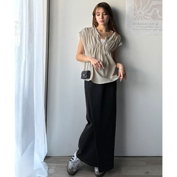 着るだけでオシャレ度ワンランクアップ。綿100％シルケット加工シャーリングトップ… | Classical Elf  | 詳細画像12 