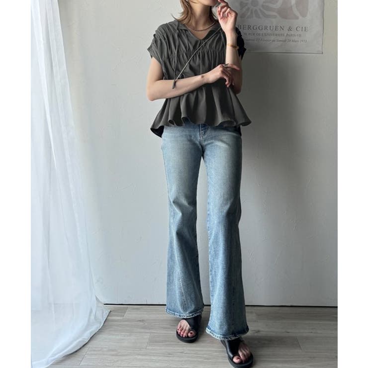 着るだけでオシャレ度ワンランクアップ。綿100％シルケット加工シャーリングトップ… | Classical Elf  | 詳細画像18 