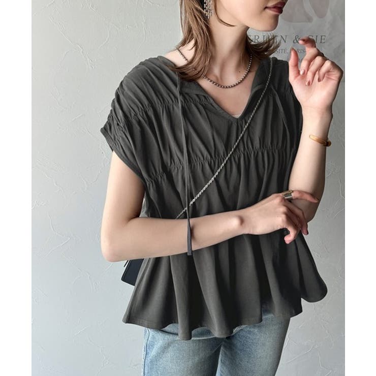 着るだけでオシャレ度ワンランクアップ。綿100％シルケット加工シャーリングトップ… | Classical Elf  | 詳細画像25 