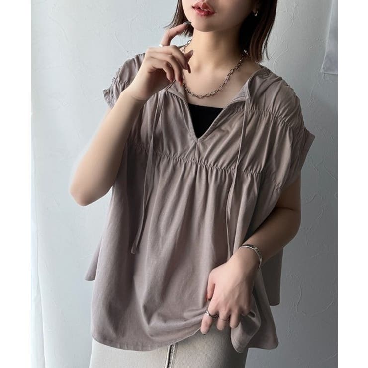 着るだけでオシャレ度ワンランクアップ。綿100％シルケット加工シャーリングトップ… | Classical Elf  | 詳細画像27 