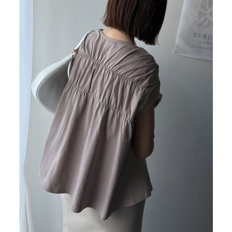 着るだけでオシャレ度ワンランクアップ。綿100％シルケット加工シャーリングトップ… | Classical Elf  | 詳細画像32 