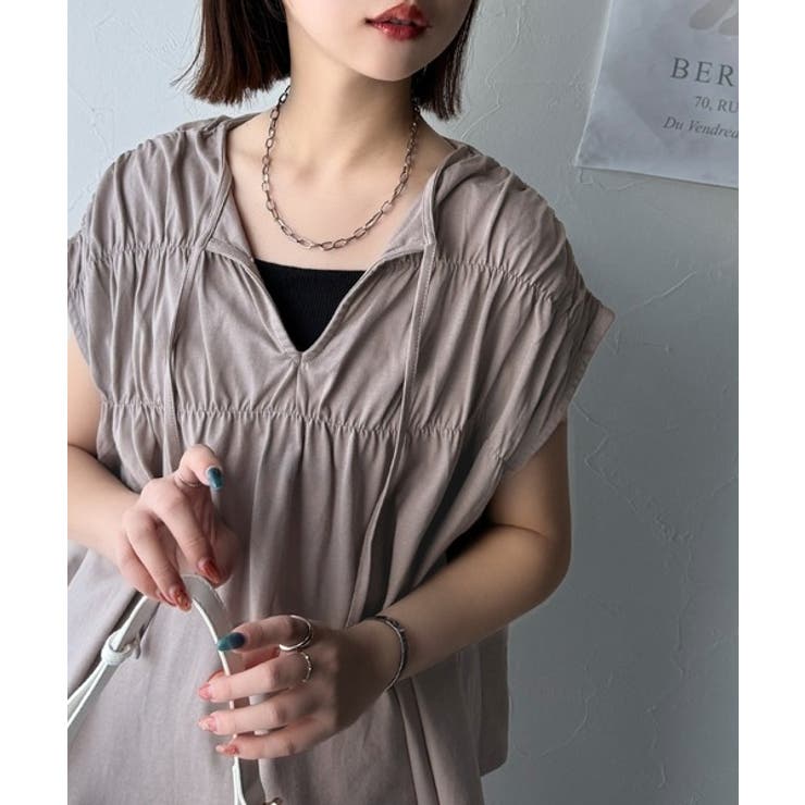 着るだけでオシャレ度ワンランクアップ。綿100％シルケット加工シャーリングトップ… | Classical Elf  | 詳細画像35 