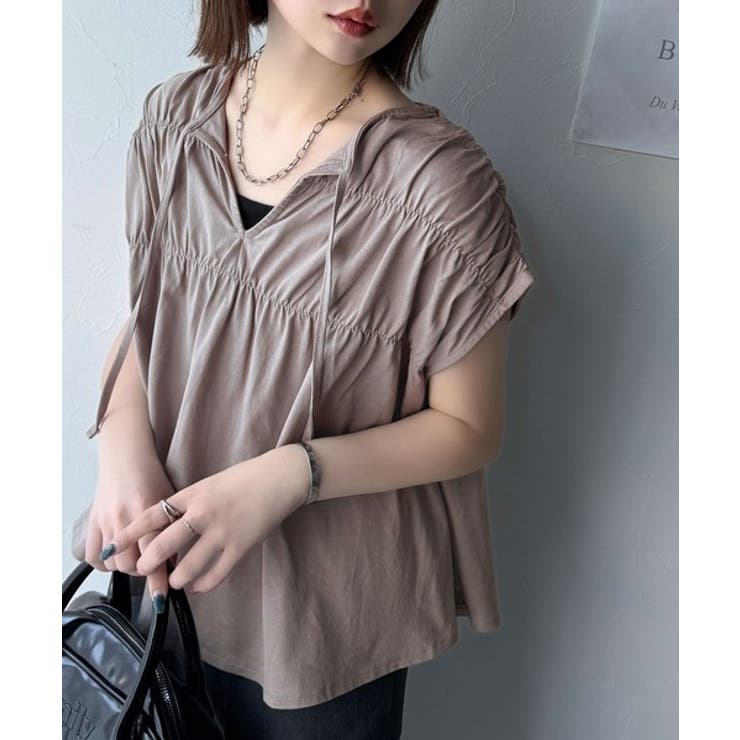 着るだけでオシャレ度ワンランクアップ。綿100％シルケット加工シャーリングトップ… | Classical Elf  | 詳細画像36 