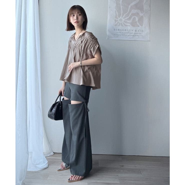 着るだけでオシャレ度ワンランクアップ。綿100％シルケット加工シャーリングトップ… | Classical Elf  | 詳細画像37 