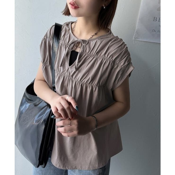 着るだけでオシャレ度ワンランクアップ。綿100％シルケット加工シャーリングトップ… | Classical Elf  | 詳細画像39 