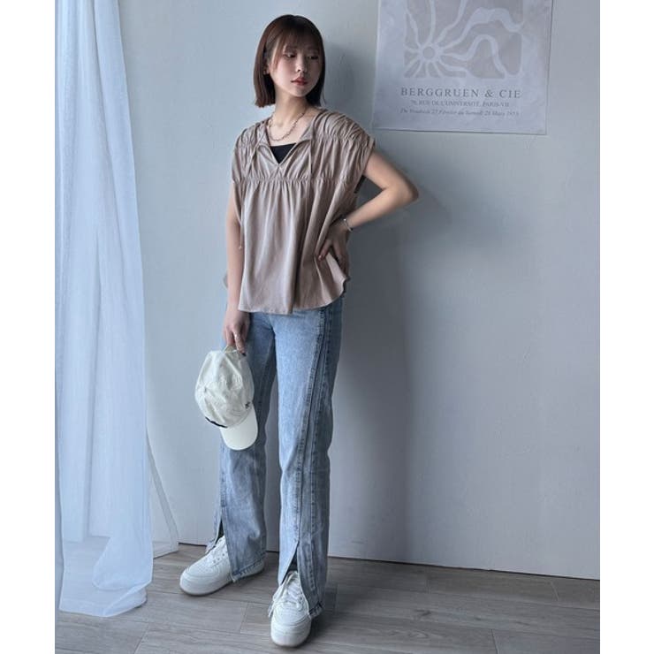 着るだけでオシャレ度ワンランクアップ。綿100％シルケット加工シャーリングトップ… | Classical Elf  | 詳細画像41 