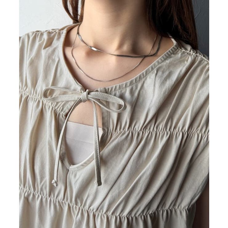 着るだけでオシャレ度ワンランクアップ。綿100％シルケット加工シャーリングトップ… | Classical Elf  | 詳細画像43 
