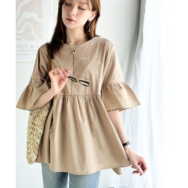 特別な日常を演出。綿100％前後2WAYシルケット加工布帛コンビリボンペプラムト… | Classical Elf  | 詳細画像23 