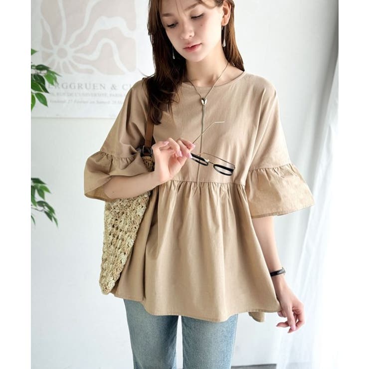 特別な日常を演出。綿100％前後2WAYシルケット加工布帛コンビリボンペプラムト… | Classical Elf  | 詳細画像25 