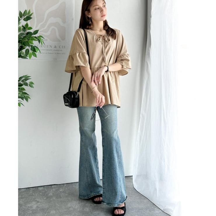 特別な日常を演出。綿100％前後2WAYシルケット加工布帛コンビリボンペプラムト… | Classical Elf  | 詳細画像26 