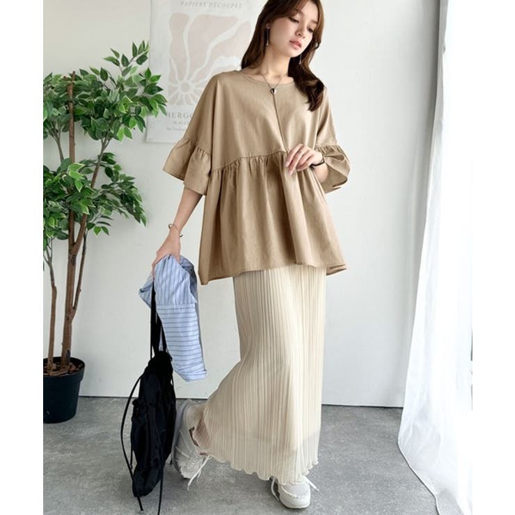 特別な日常を演出。綿100％前後2WAYシルケット加工布帛コンビリボンペプラムト… | Classical Elf  | 詳細画像27 
