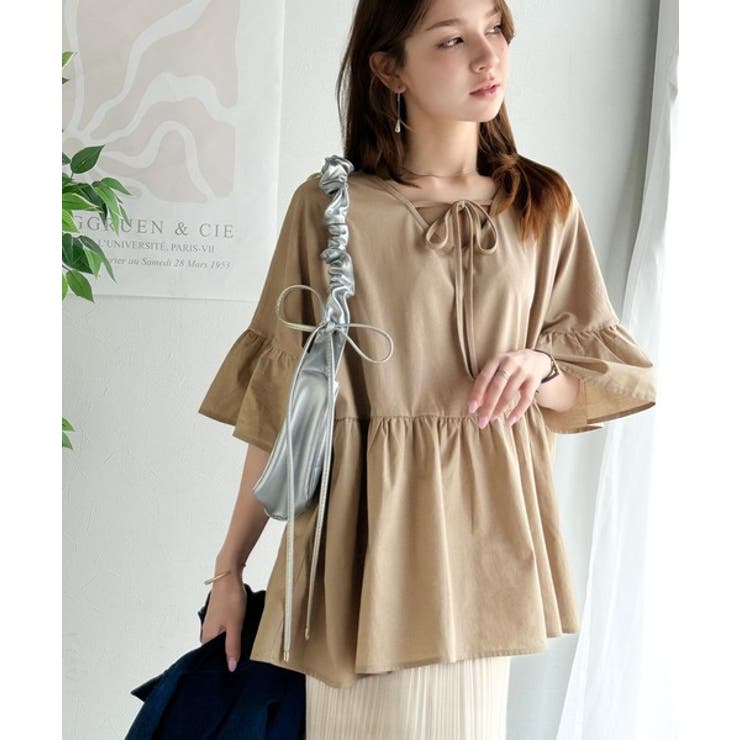 特別な日常を演出。綿100％前後2WAYシルケット加工布帛コンビリボンペプラムト… | Classical Elf  | 詳細画像28 