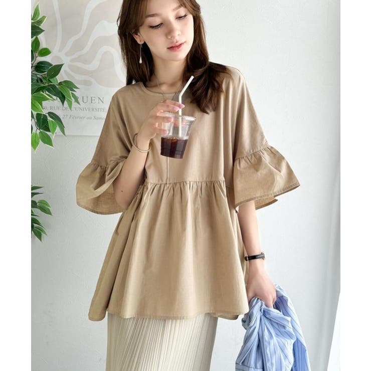 特別な日常を演出。綿100％前後2WAYシルケット加工布帛コンビリボンペプラムト… | Classical Elf  | 詳細画像30 