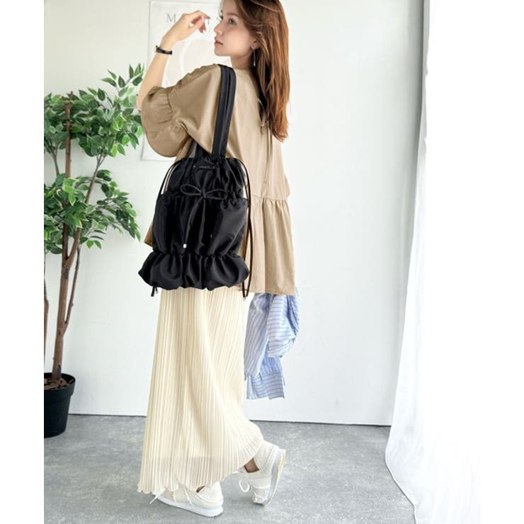 特別な日常を演出。綿100％前後2WAYシルケット加工布帛コンビリボンペプラムト… | Classical Elf  | 詳細画像32 