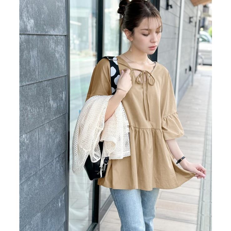 特別な日常を演出。綿100％前後2WAYシルケット加工布帛コンビリボンペプラムト… | Classical Elf  | 詳細画像34 