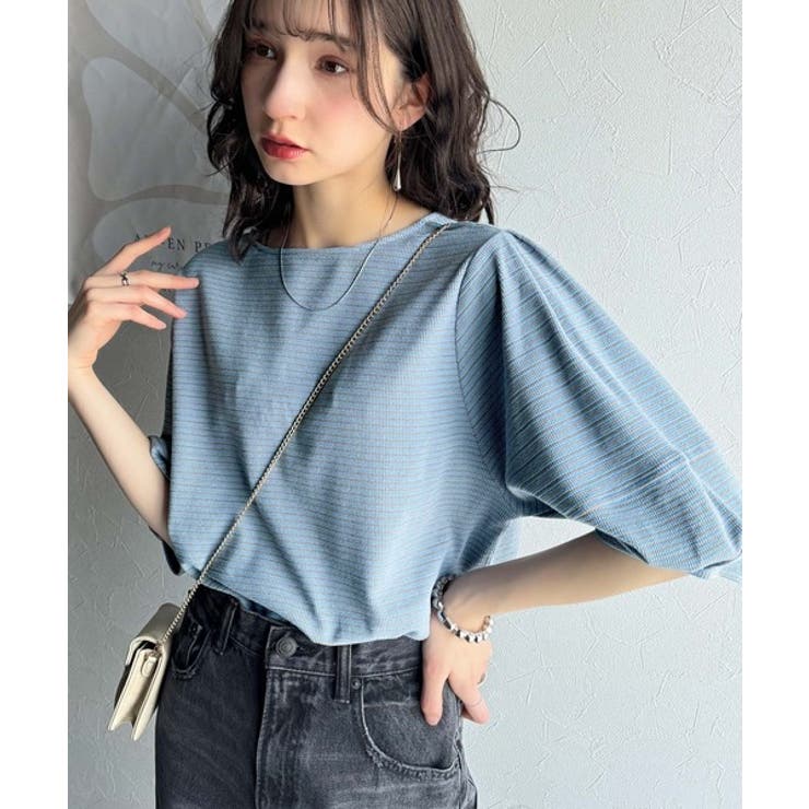 華奢見えを叶える!前後2wayランタンスリーブミニボーダートップス(5分袖) | Classical Elf  | 詳細画像26