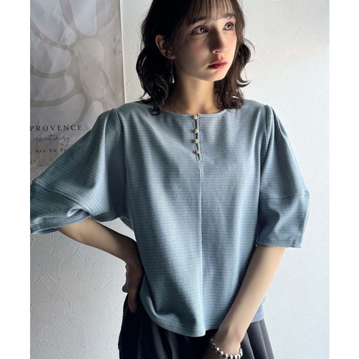 華奢見えを叶える!前後2wayランタンスリーブミニボーダートップス(5分袖) | Classical Elf  | 詳細画像27