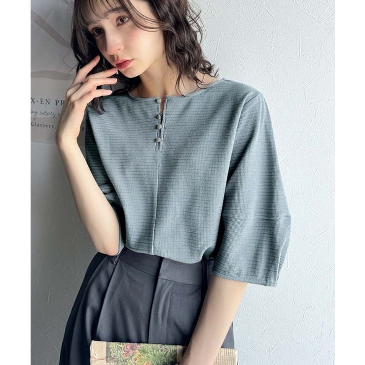 華奢見えを叶える!前後2wayランタンスリーブミニボーダートップス(5分袖) | Classical Elf  | 詳細画像31