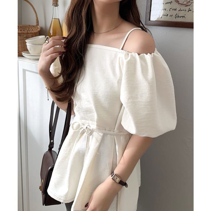 トレンド感たっぷり！2way配色ステッチペプラムブラウス（半袖） | Classical Elf  | 詳細画像4 