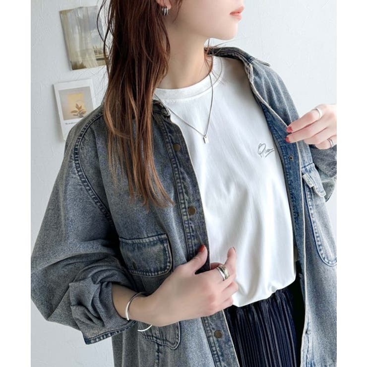 着るUV！ひんやりバックファスナードルマンスリーブ胸刺繍半袖トップス | Classical Elf  | 詳細画像10 