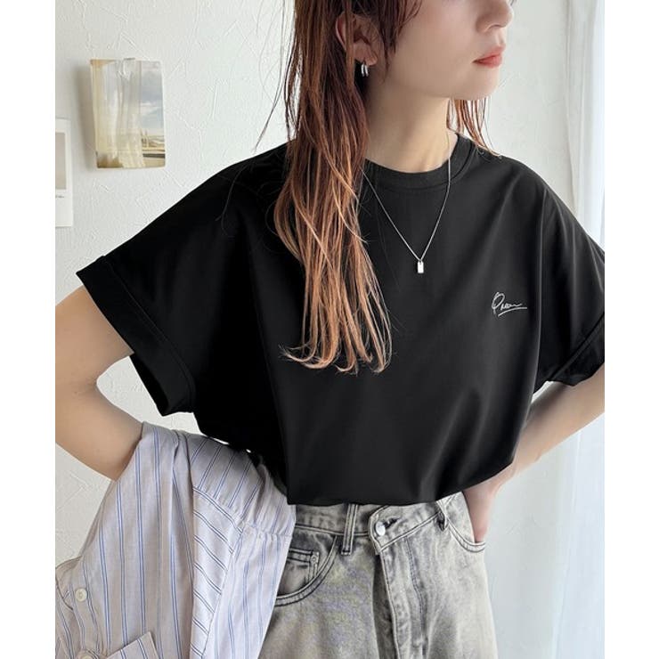 着るUV！ひんやりバックファスナードルマンスリーブ胸刺繍半袖トップス | Classical Elf  | 詳細画像13 