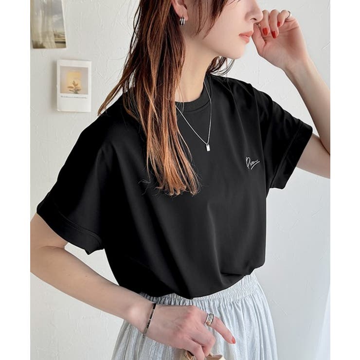 着るUV！ひんやりバックファスナードルマンスリーブ胸刺繍半袖トップス | Classical Elf  | 詳細画像17 