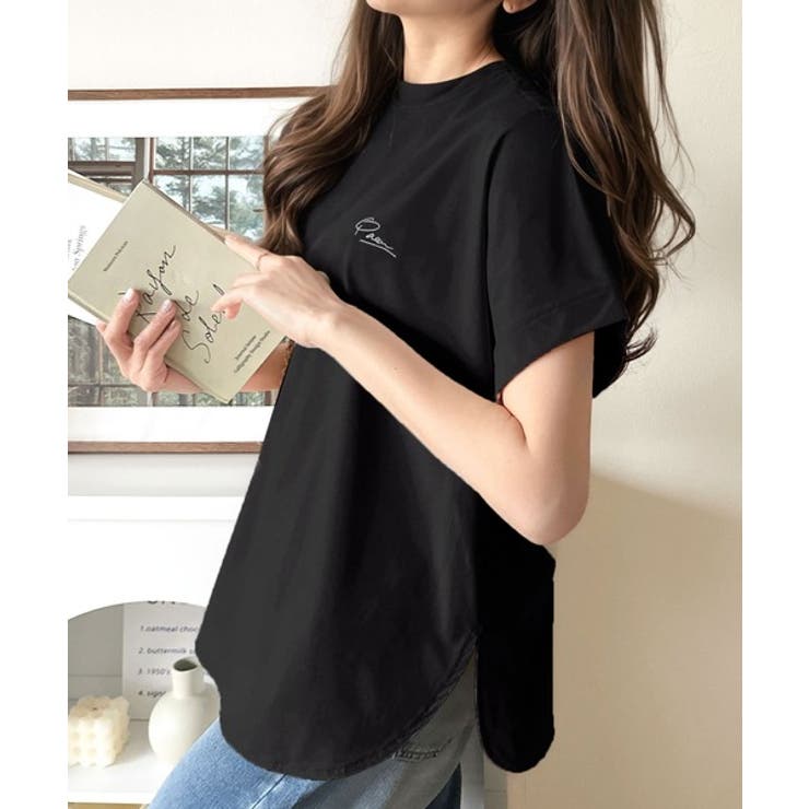 着るUV！ひんやりバックファスナードルマンスリーブ胸刺繍半袖トップス | Classical Elf  | 詳細画像19 