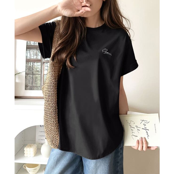 着るUV！ひんやりバックファスナードルマンスリーブ胸刺繍半袖トップス | Classical Elf  | 詳細画像20 