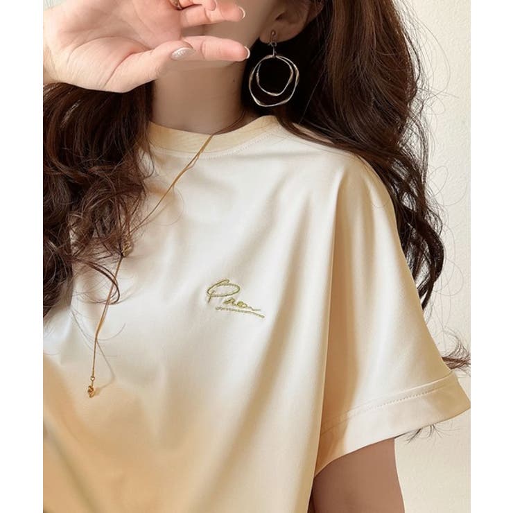 着るUV！ひんやりバックファスナードルマンスリーブ胸刺繍半袖トップス | Classical Elf  | 詳細画像22 