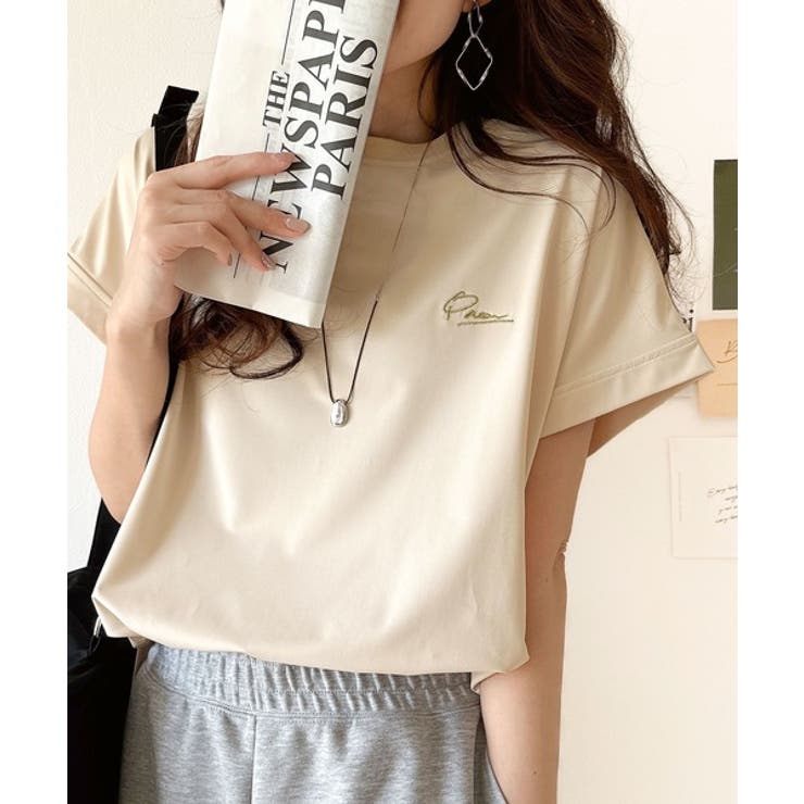 着るUV！ひんやりバックファスナードルマンスリーブ胸刺繍半袖トップス | Classical Elf  | 詳細画像30 