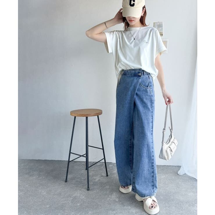 着るUV！ひんやりバックファスナードルマンスリーブ胸刺繍半袖トップス | Classical Elf  | 詳細画像3 