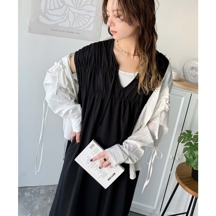 旬の素材&デザイン。大人の前後2WAYシルケット加工シャーリングフレアワンピース… | Classical Elf  | 詳細画像7 