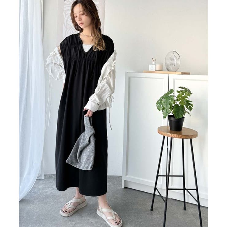 旬の素材&デザイン。大人の前後2WAYシルケット加工シャーリングフレアワンピース… | Classical Elf  | 詳細画像8 