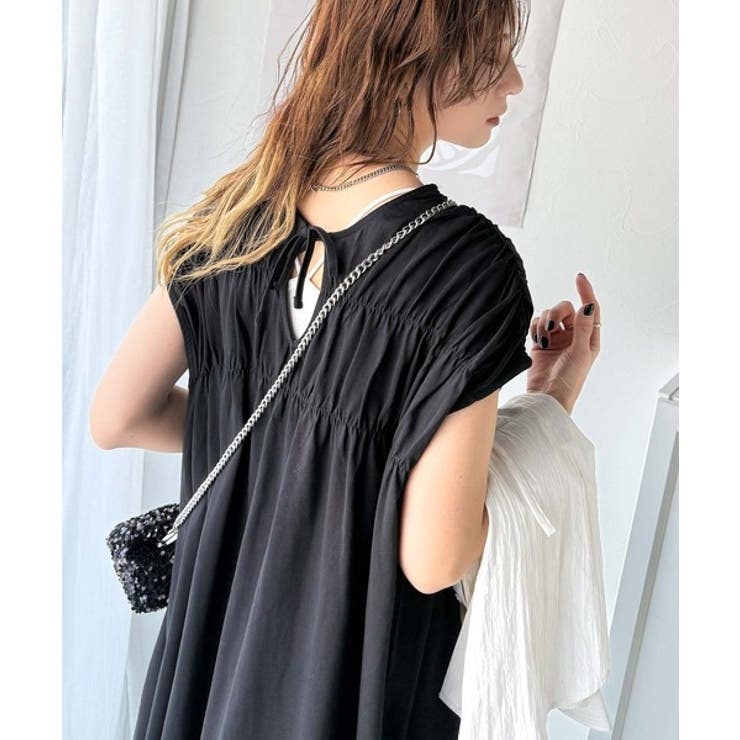 旬の素材&デザイン。大人の前後2WAYシルケット加工シャーリングフレアワンピース… | Classical Elf  | 詳細画像12 