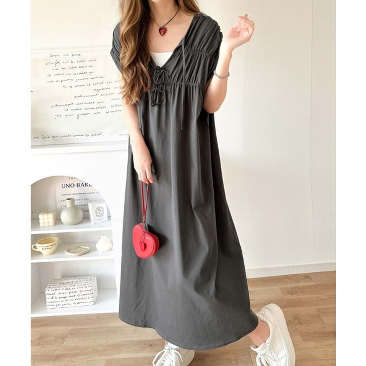 旬の素材&デザイン。大人の前後2WAYシルケット加工シャーリングフレアワンピース… | Classical Elf  | 詳細画像14 