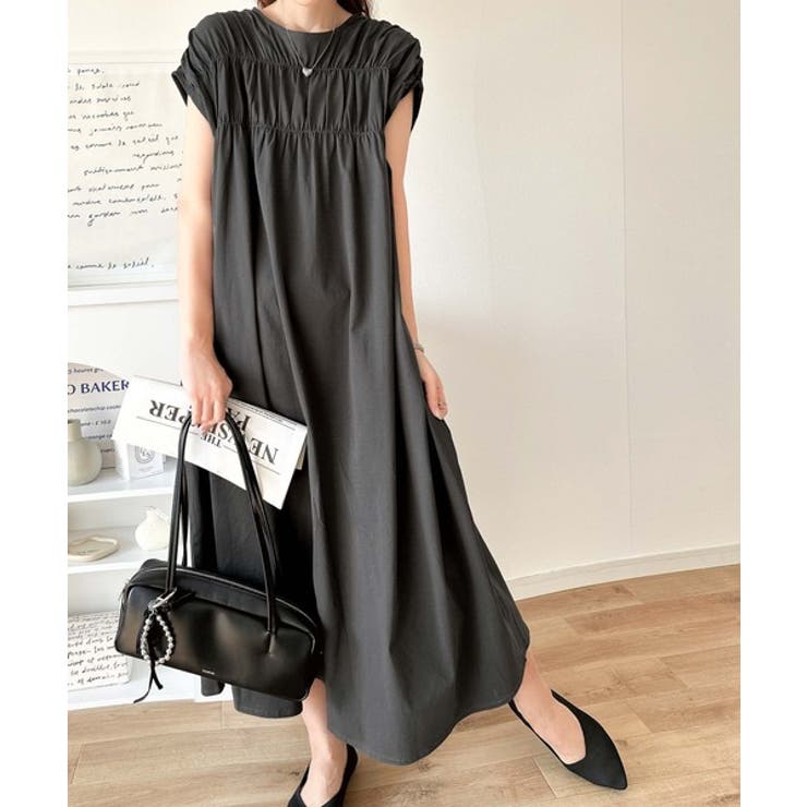 旬の素材&デザイン。大人の前後2WAYシルケット加工シャーリングフレアワンピース… | Classical Elf  | 詳細画像19 