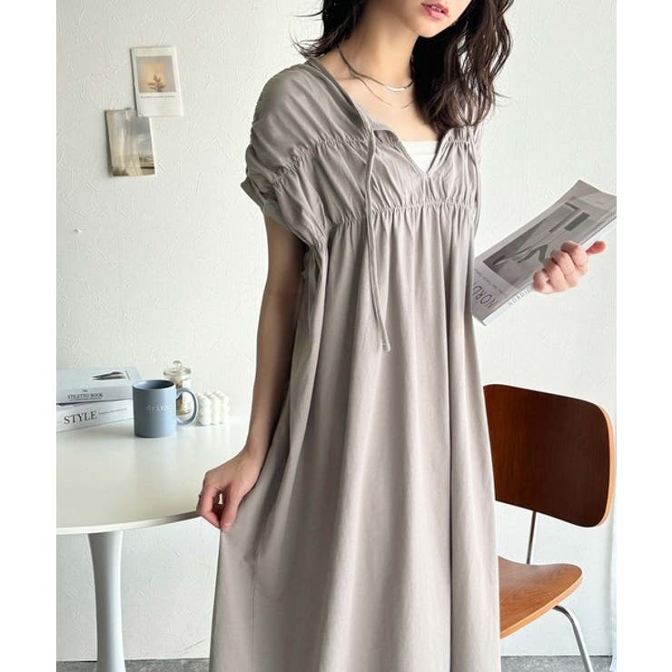 旬の素材&デザイン。大人の前後2WAYシルケット加工シャーリングフレアワンピース… | Classical Elf  | 詳細画像22 