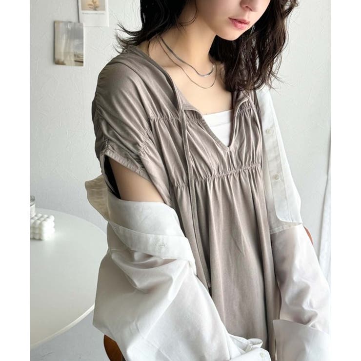 旬の素材&デザイン。大人の前後2WAYシルケット加工シャーリングフレアワンピース… | Classical Elf  | 詳細画像24 