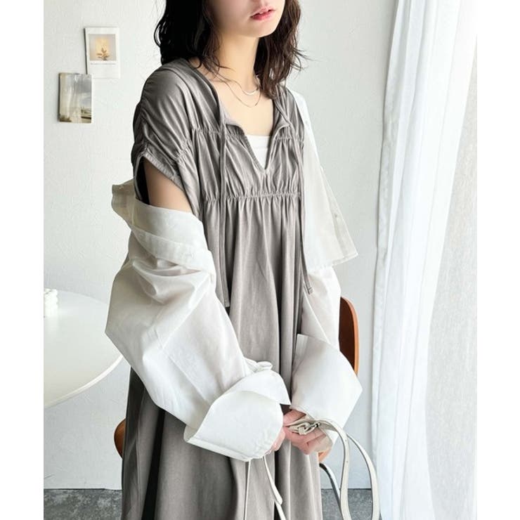 旬の素材&デザイン。大人の前後2WAYシルケット加工シャーリングフレアワンピース… | Classical Elf  | 詳細画像29 