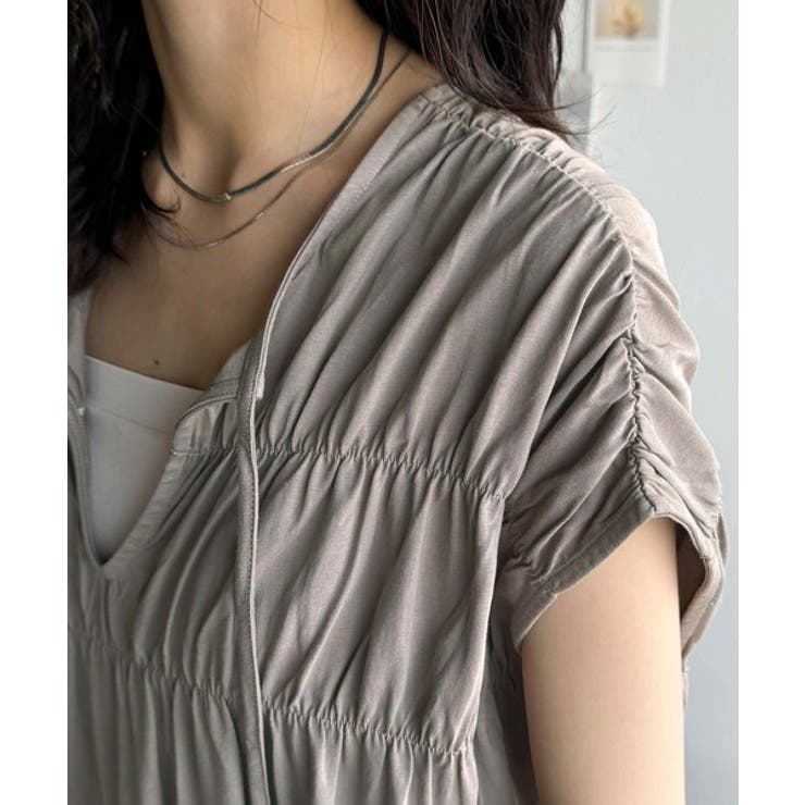 旬の素材&デザイン。大人の前後2WAYシルケット加工シャーリングフレアワンピース… | Classical Elf  | 詳細画像32 