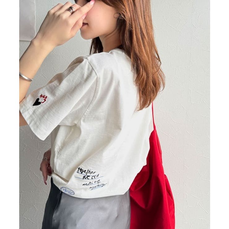 アートのように刺繍が映える。オーガニックコットン100%らくがき風刺繍 無地＆ボ… | Classical Elf  | 詳細画像7 